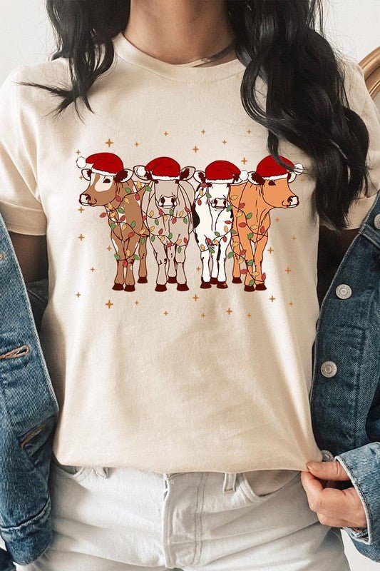 Christmas Cows Graphic Tee - Bitsy Gypsy Boutique