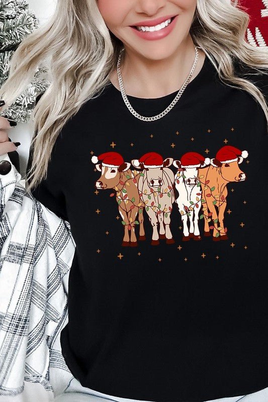 Christmas Cows Graphic Tee - Bitsy Gypsy Boutique