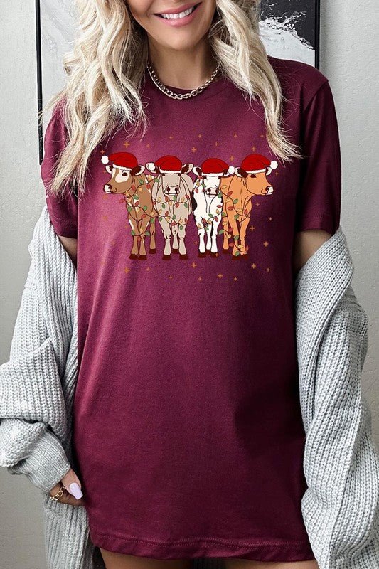 Christmas Cows Graphic Tee - Bitsy Gypsy Boutique