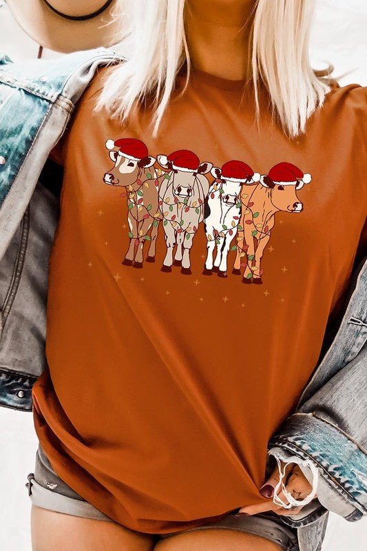 Christmas Cows Graphic Tee - Bitsy Gypsy Boutique