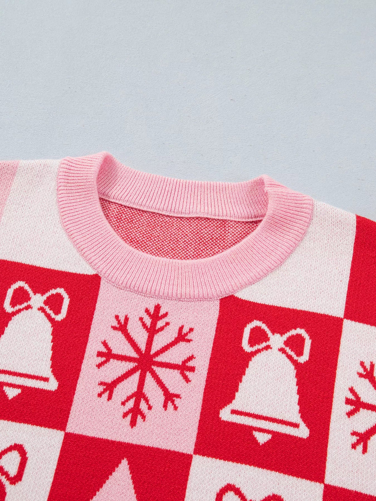 Christmas Plaid Pullover Round Neck Long Sleeve Casual Fit Tunic Knitwear Sweater - Bitsy Gypsy Boutique