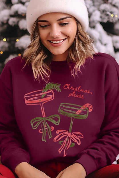 Christmas Please Cocktail Graphic Sweatshirt - Bitsy Gypsy Boutique