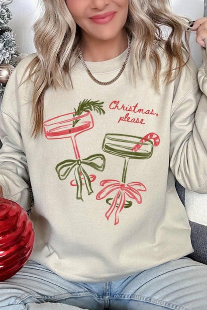 Christmas Please Cocktail Graphic Sweatshirt - Bitsy Gypsy Boutique