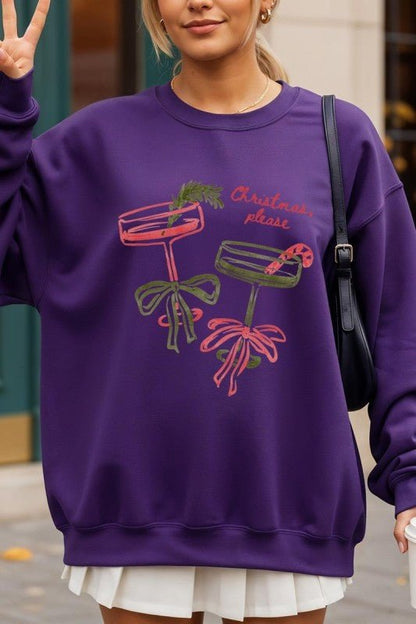 Christmas Please Cocktail Graphic Sweatshirt - Bitsy Gypsy Boutique