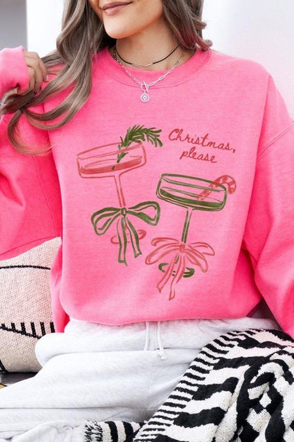 Christmas Please Cocktail Graphic Sweatshirt - Bitsy Gypsy Boutique