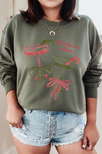 Christmas Please Cocktail Graphic Sweatshirt - Bitsy Gypsy Boutique