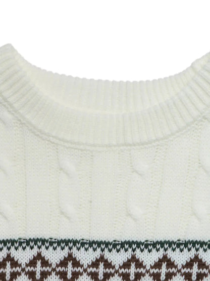 Christmas Reindeer Cable Knit Long Sleeve Sweater - Bitsy Gypsy Boutique