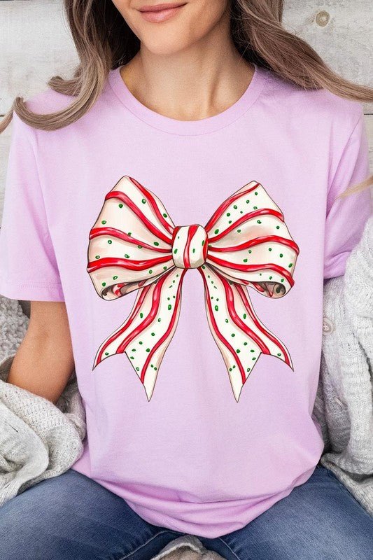 Christmas Tree Cake Bow Graphic Tee - Bitsy Gypsy Boutique