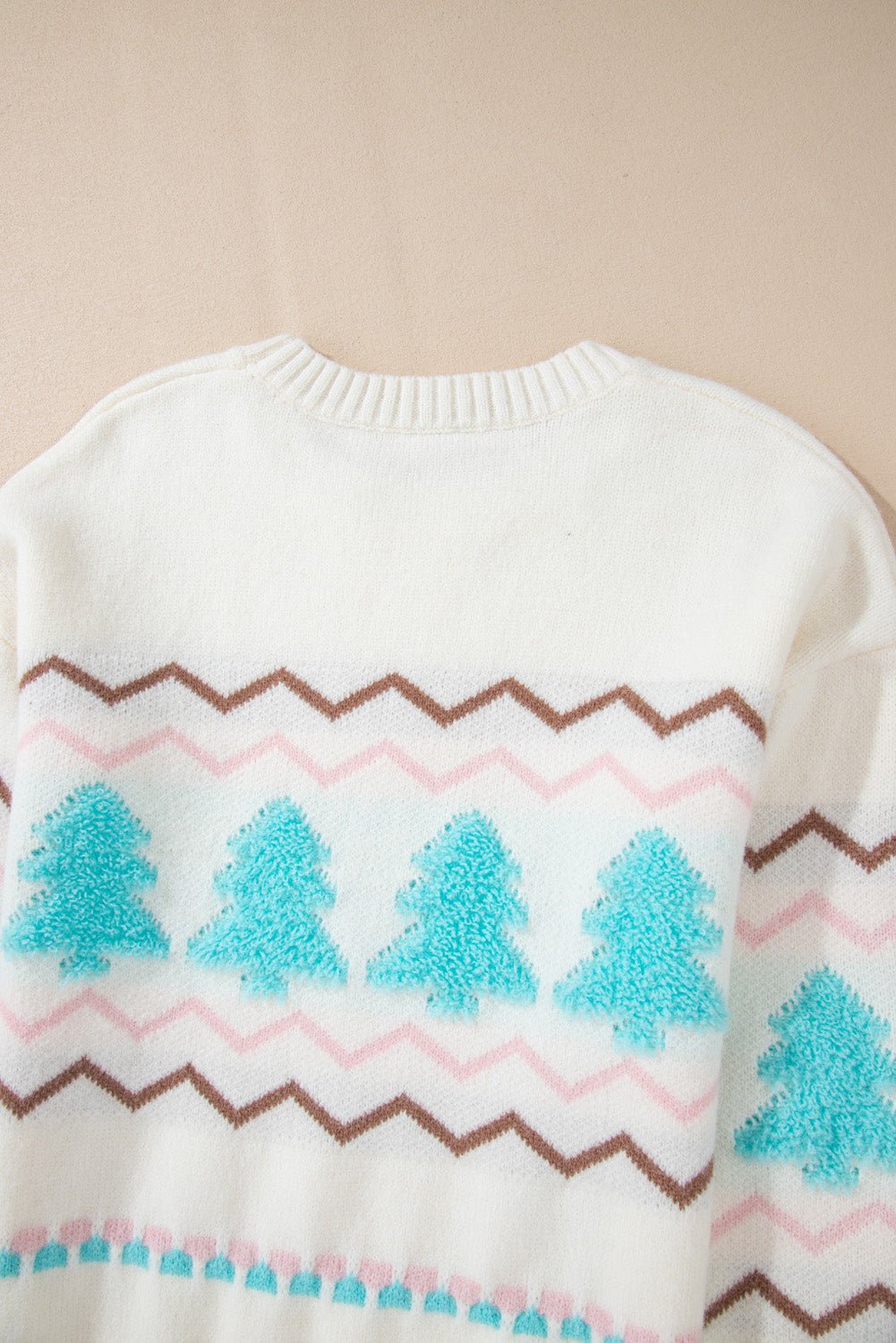 Christmas Tree Ribbed Hem Dropped Shoulder Sweater - Bitsy Gypsy Boutique