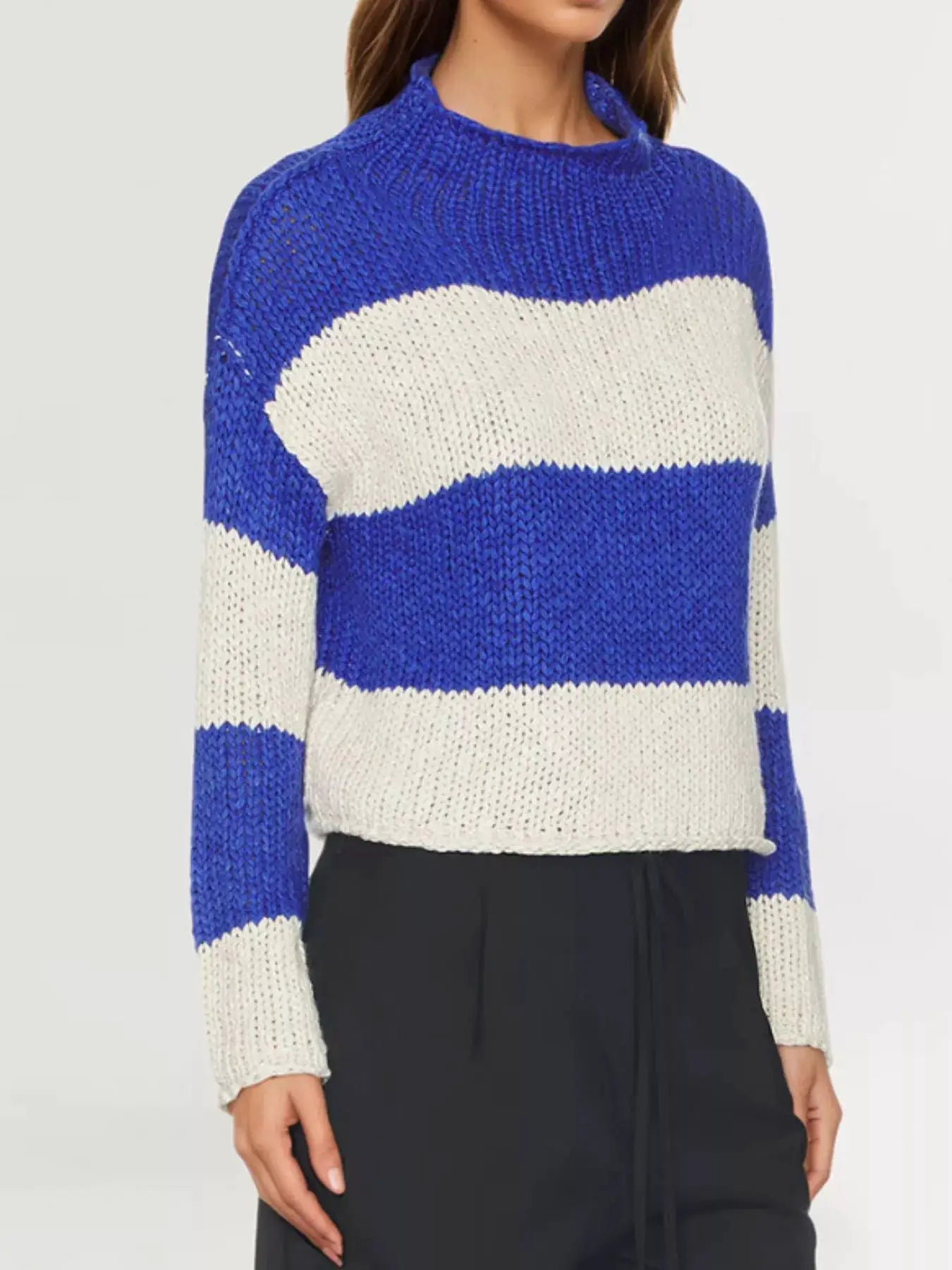 Chunky Knit Striped Sweater by Trendsi