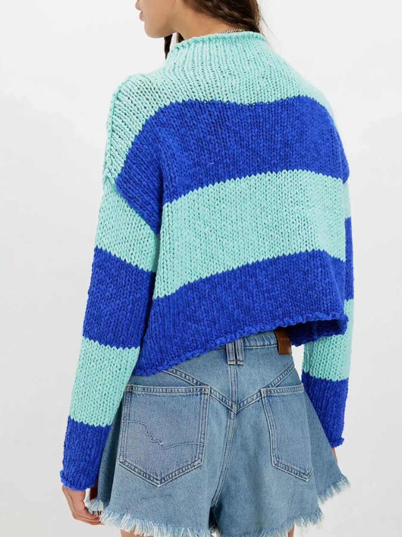 Chunky Knit Striped Sweater by Trendsi