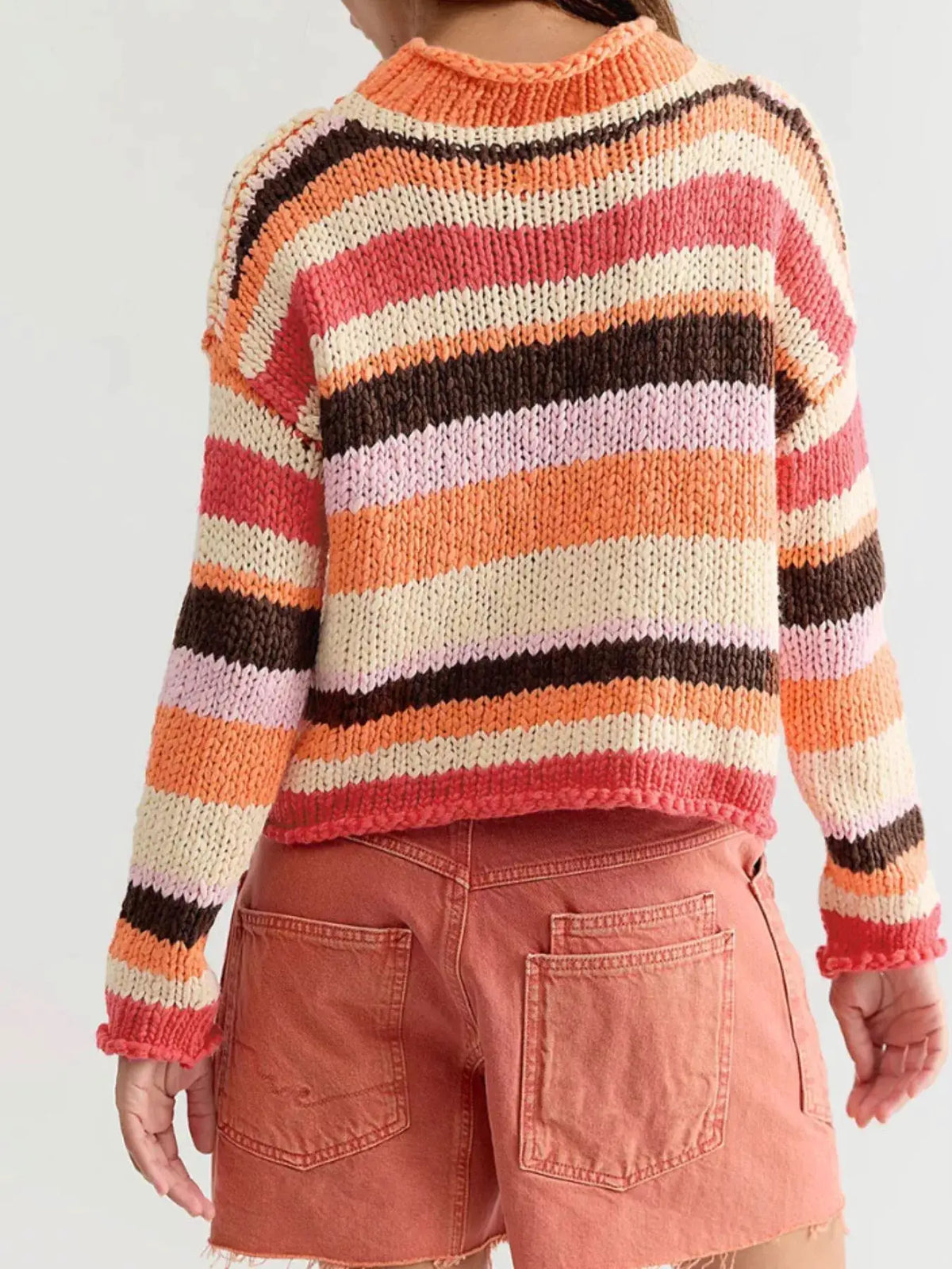 Chunky Knit Striped Sweater by Trendsi
