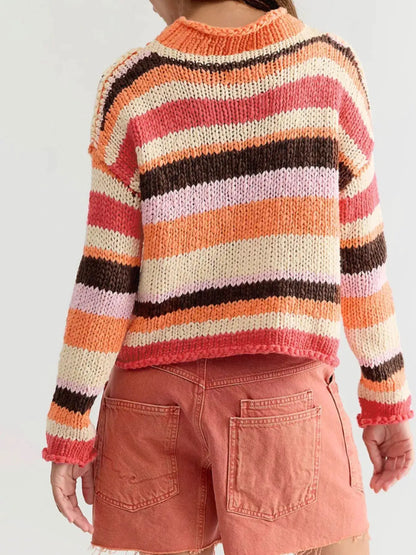 Chunky Knit Striped Sweater by Trendsi