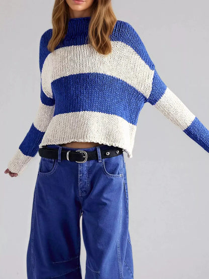 Chunky Knit Striped Sweater by Trendsi