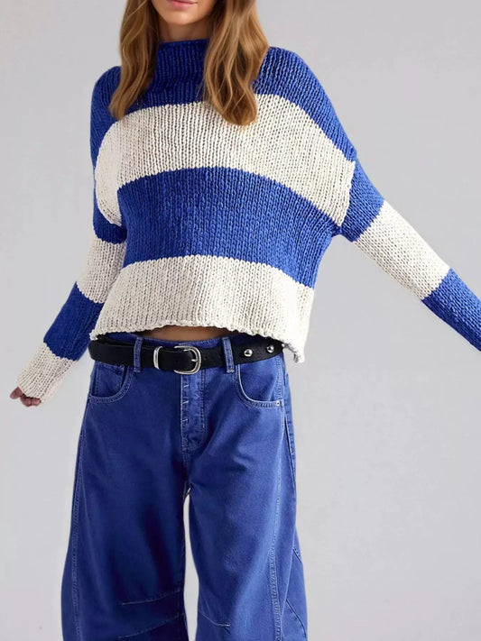 Chunky Knit Striped Sweater by Trendsi