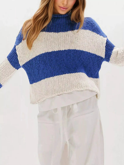 Chunky Knit Striped Sweater by Trendsi