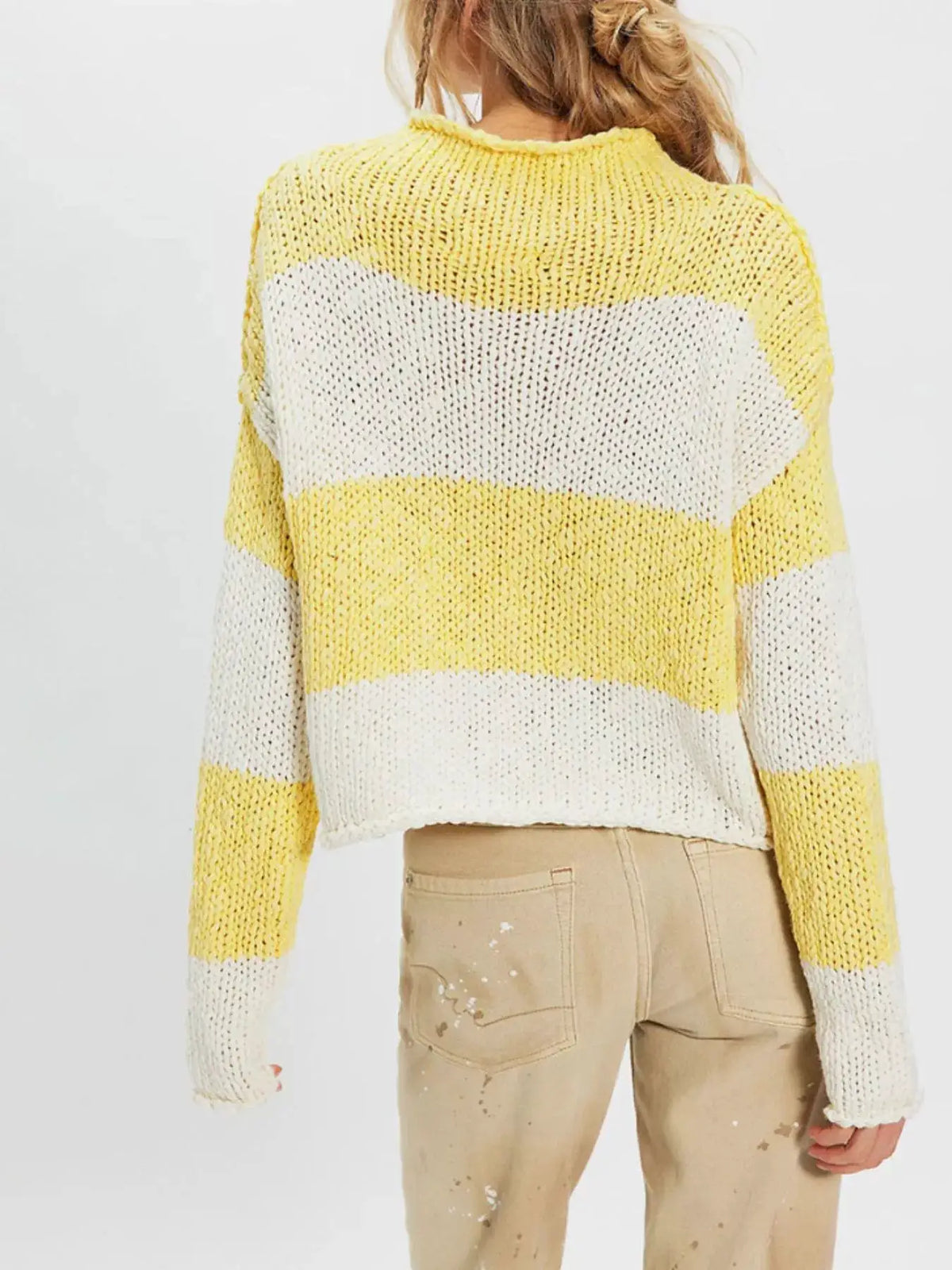 Chunky Knit Striped Sweater by Trendsi