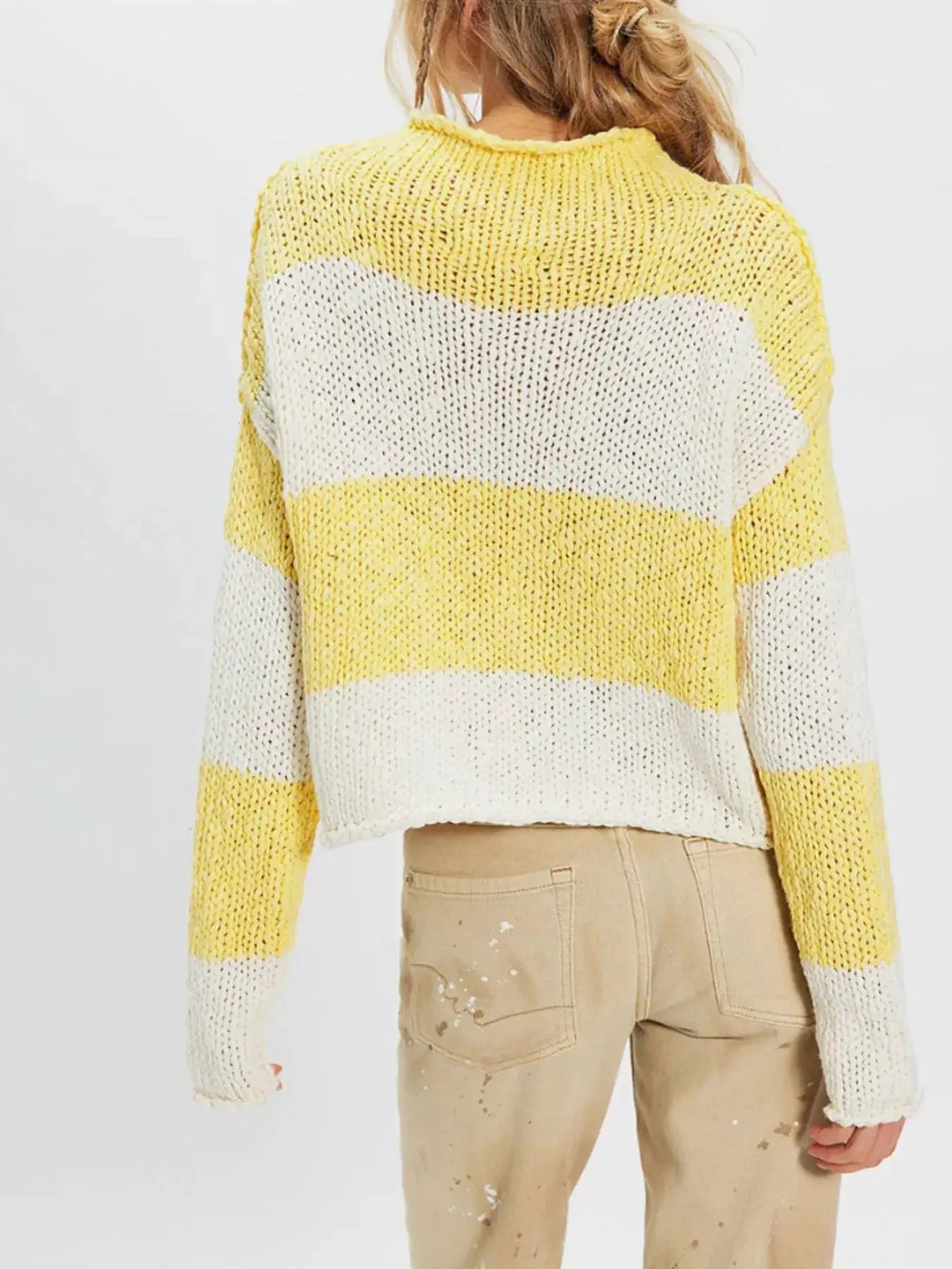 Chunky Knit Striped Sweater by Trendsi