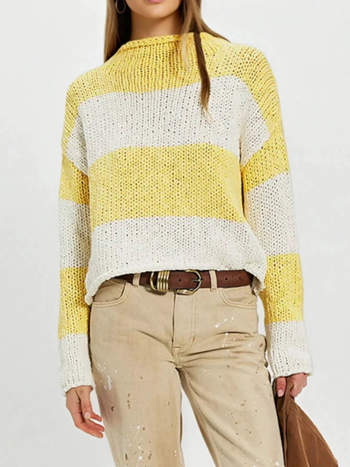 Chunky Knit Striped Sweater by Trendsi