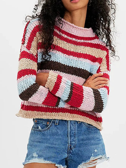 Chunky Knit Striped Sweater by Trendsi
