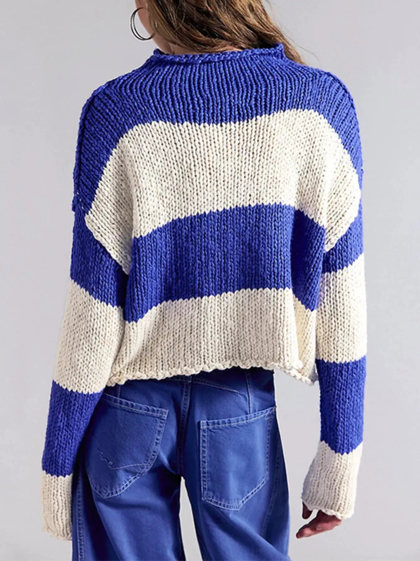 Chunky Knit Striped Sweater by Trendsi
