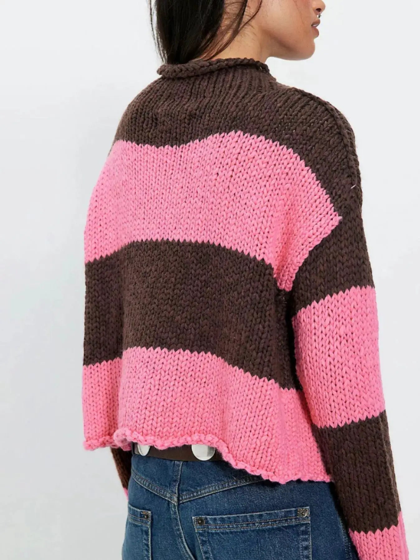 Chunky Knit Striped Sweater by Trendsi