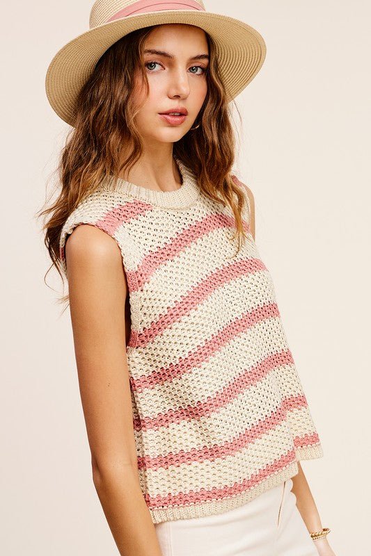 Chunky Stripe Sleeveless Sweater Top - Bitsy Gypsy Boutique