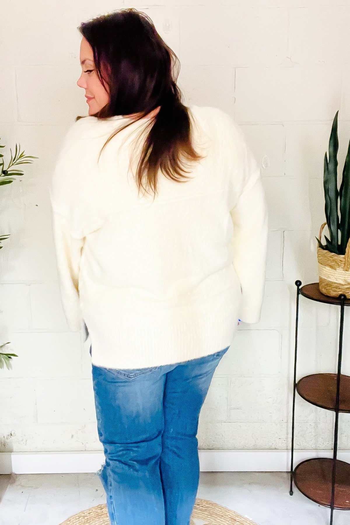 Classic Elegance Ivory Fuzzy Soft Knit Sweater - Bitsy Gypsy Boutique