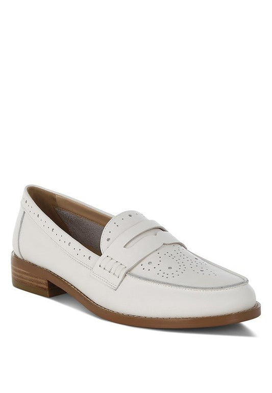 Clotilda Perforated Low Heel Loafers - Bitsy Gypsy Boutique