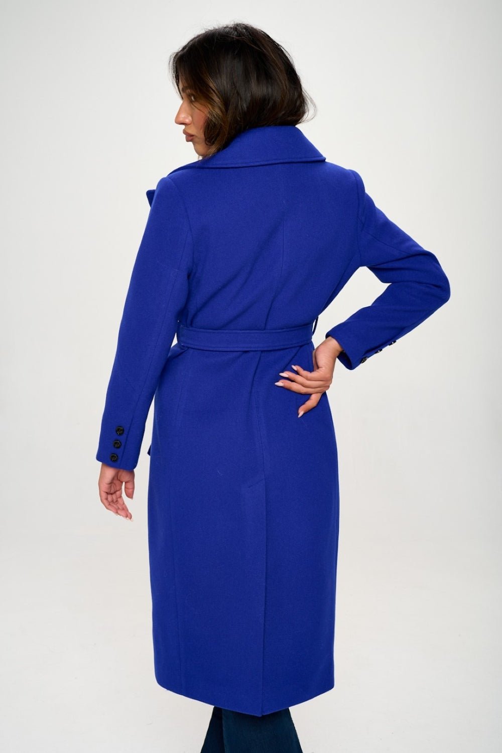 Coalition LA Double - Breasted Longline Coat with Belt - Bitsy Gypsy Boutique