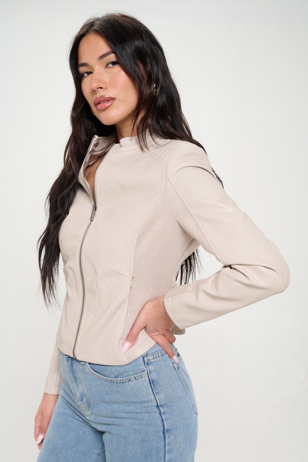 Coalition LA Zip Up Vegan Moto Jacket - Bitsy Gypsy Boutique