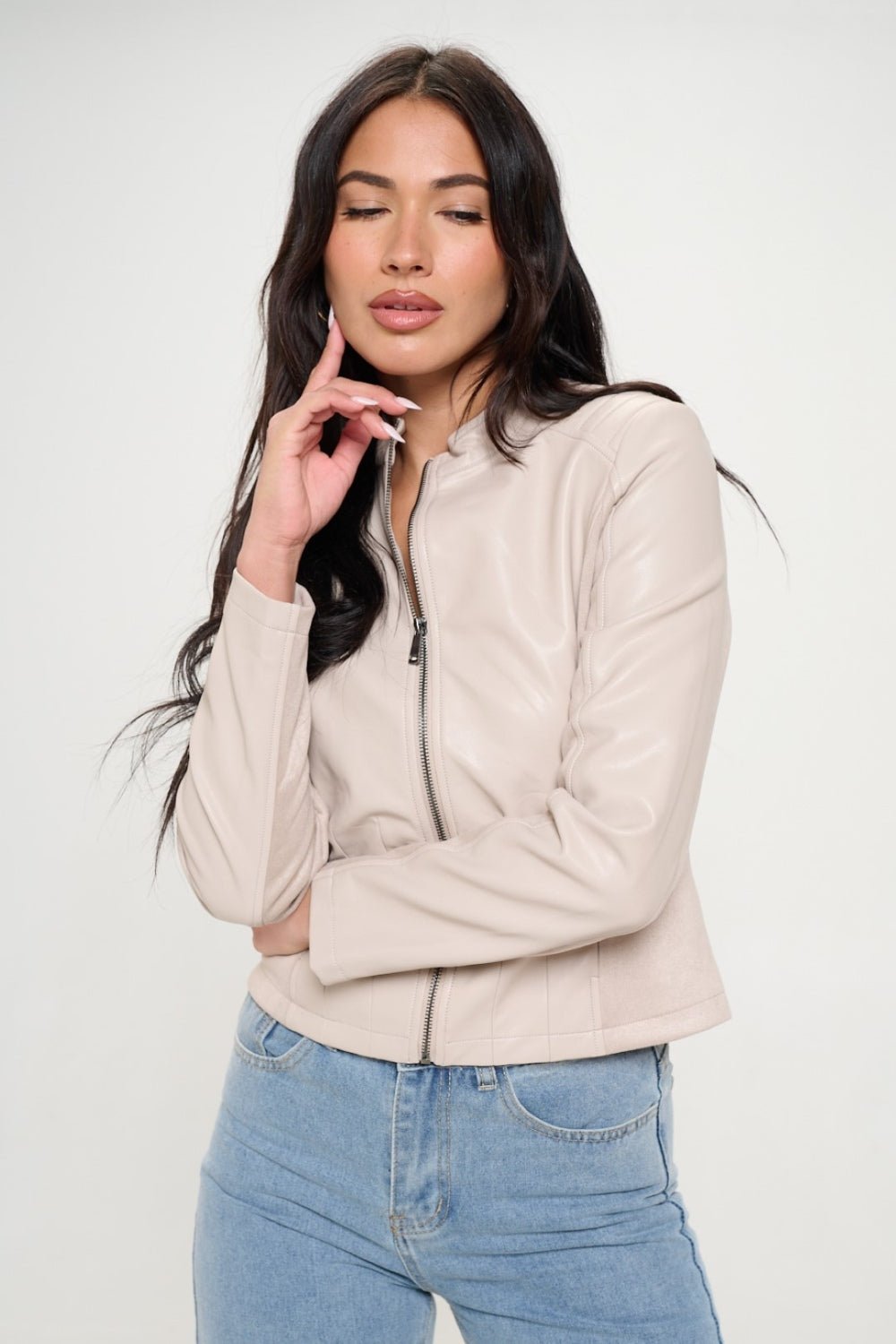 Coalition LA Zip Up Vegan Moto Jacket - Bitsy Gypsy Boutique