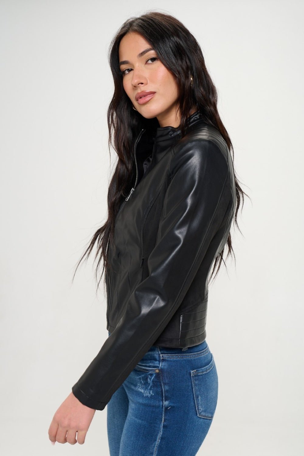 Coalition LA Zip Up Vegan Moto Jacket - Bitsy Gypsy Boutique