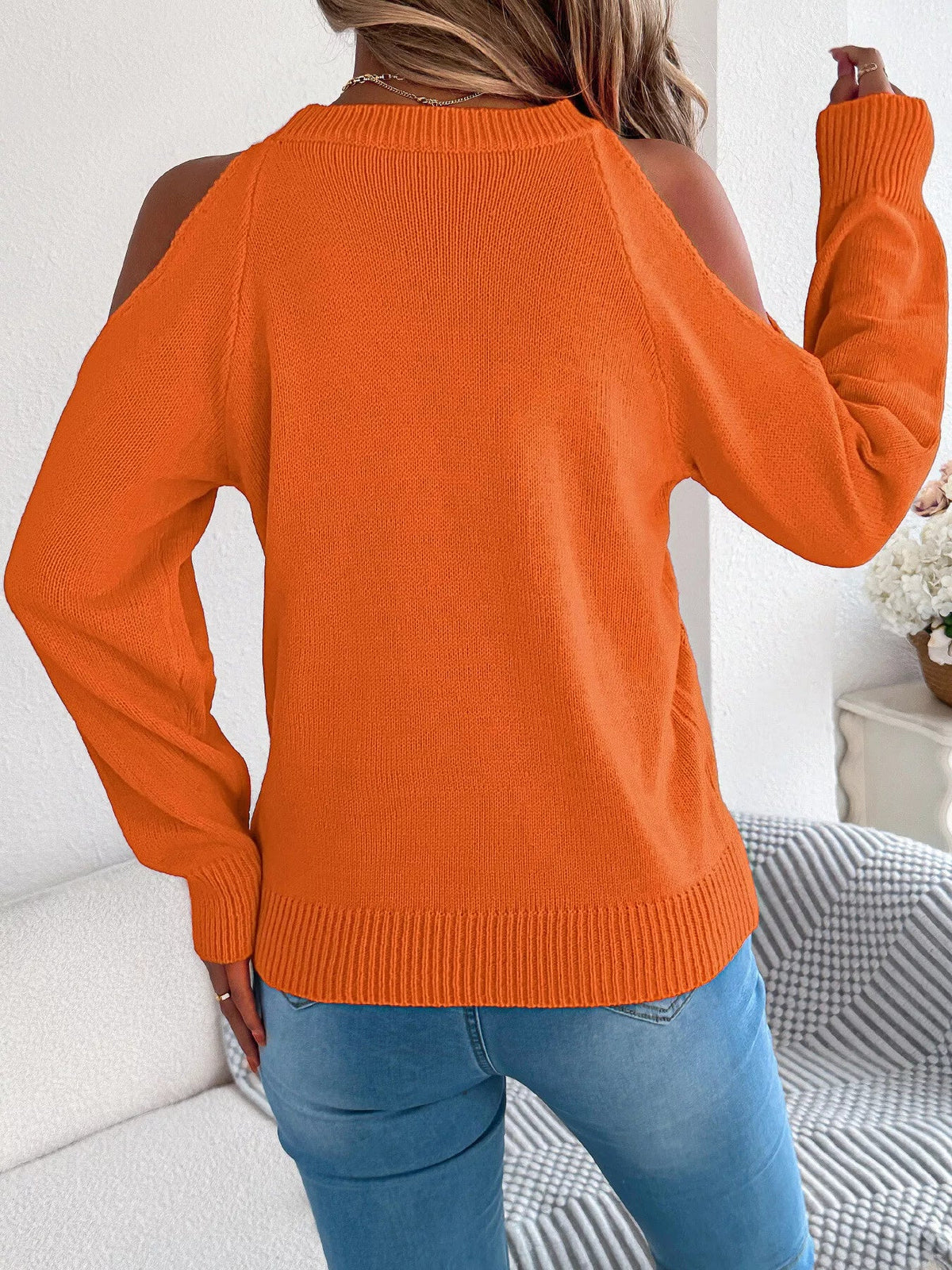 Cold Shoulder Cable Knit Sweater - Bitsy Gypsy Boutique