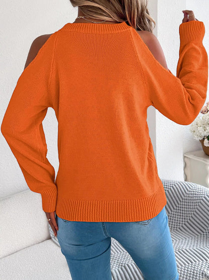 Cold Shoulder Cable Knit Sweater - Bitsy Gypsy Boutique