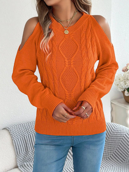 Cold Shoulder Cable Knit Sweater - Bitsy Gypsy Boutique