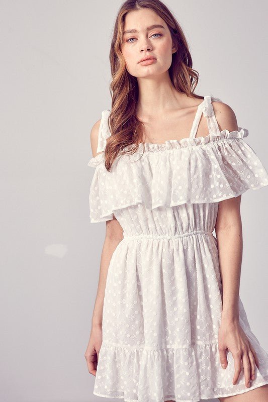 Cold Shoulder Ruffle Dress - Bitsy Gypsy Boutique