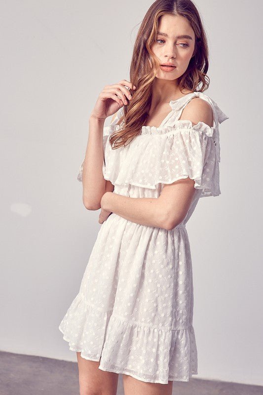 Cold Shoulder Ruffle Dress - Bitsy Gypsy Boutique