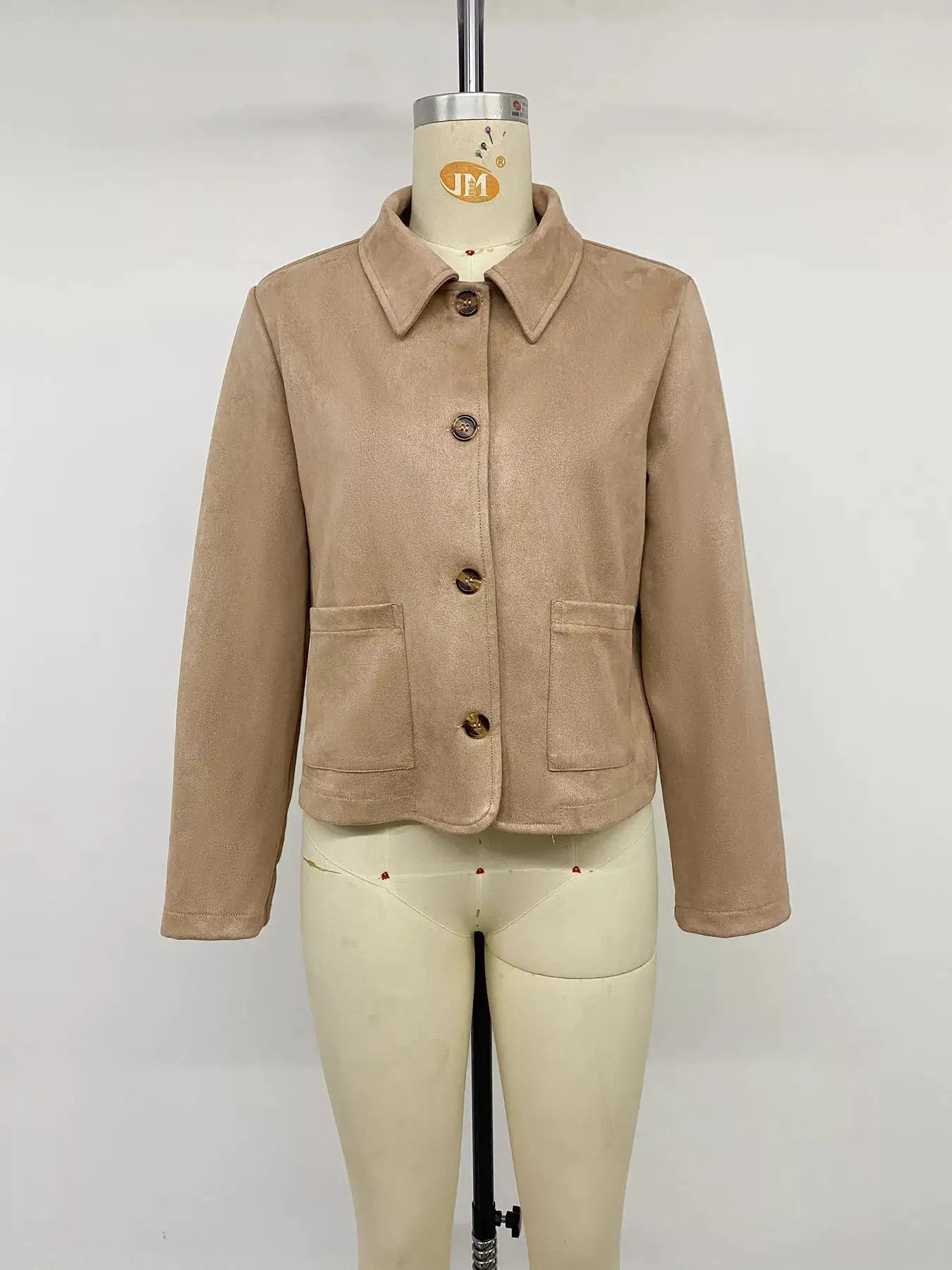 Collared Neck Button Up Jacket by Trendsi