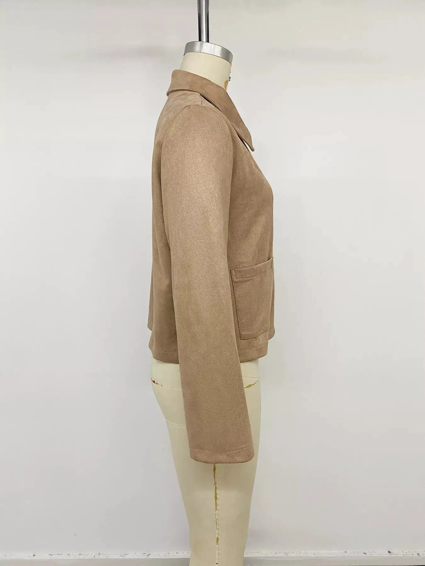 Collared Neck Button Up Jacket by Trendsi