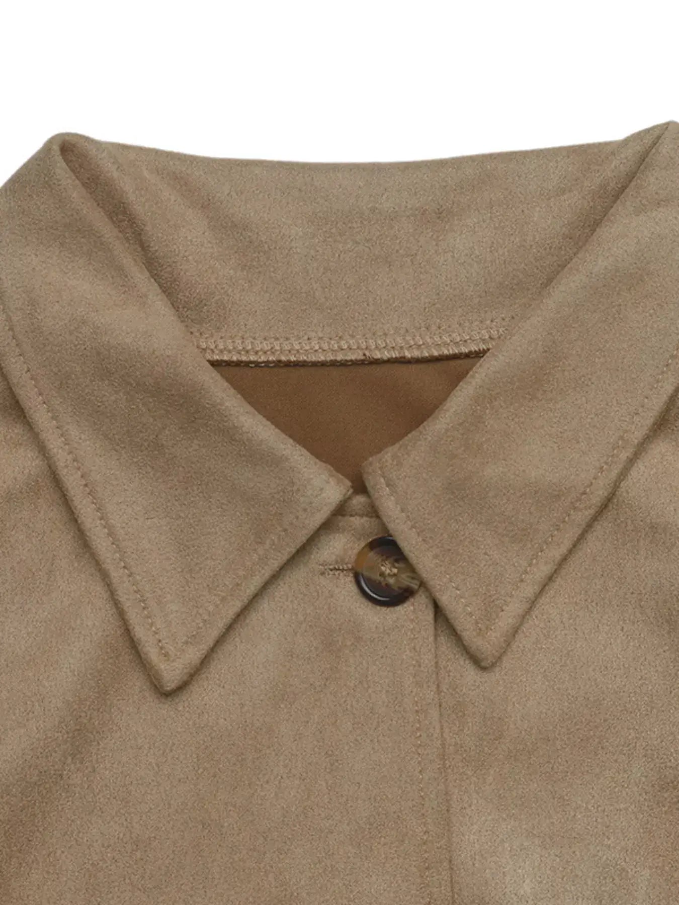 Collared Neck Button Up Jacket by Trendsi