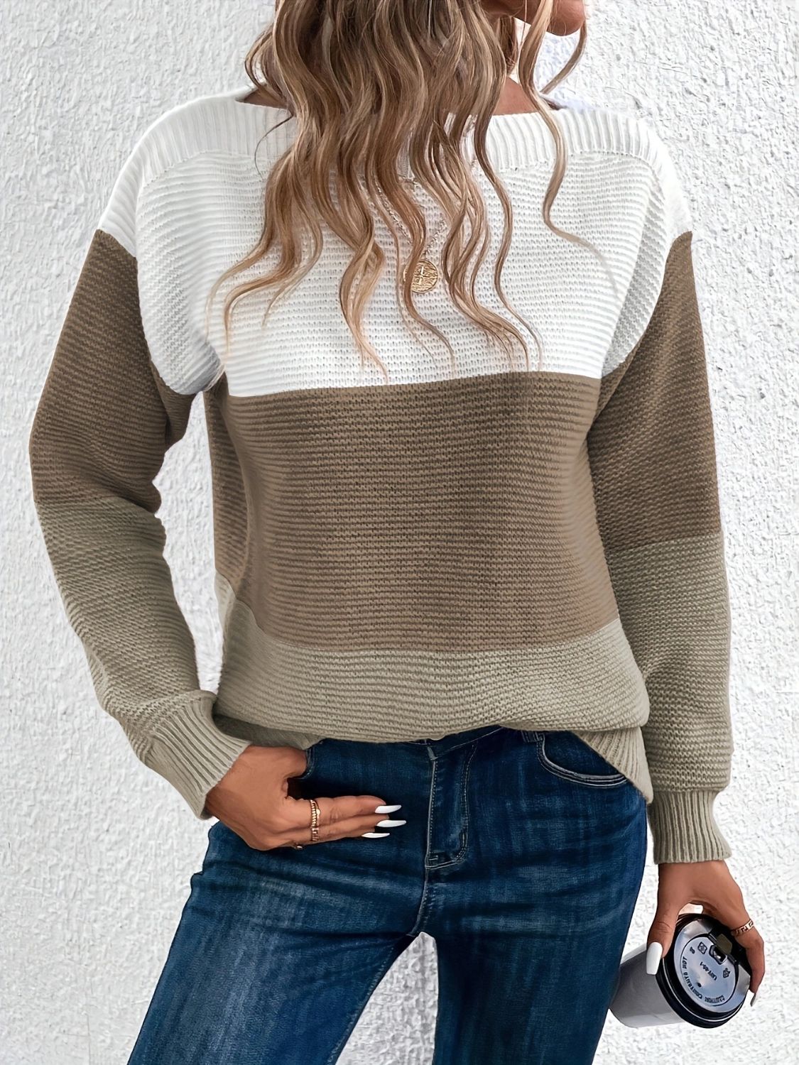 Color Block Boat Neck Sweater - Bitsy Gypsy Boutique