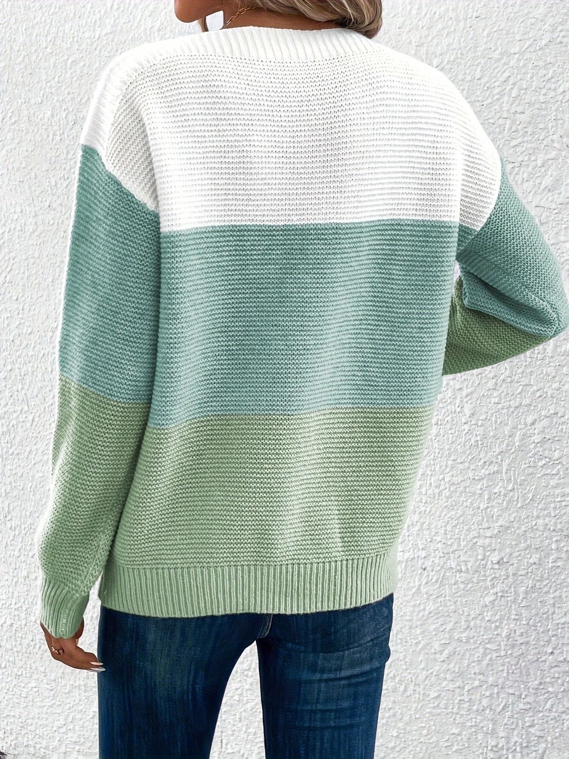 Color Block Boat Neck Sweater - Bitsy Gypsy Boutique