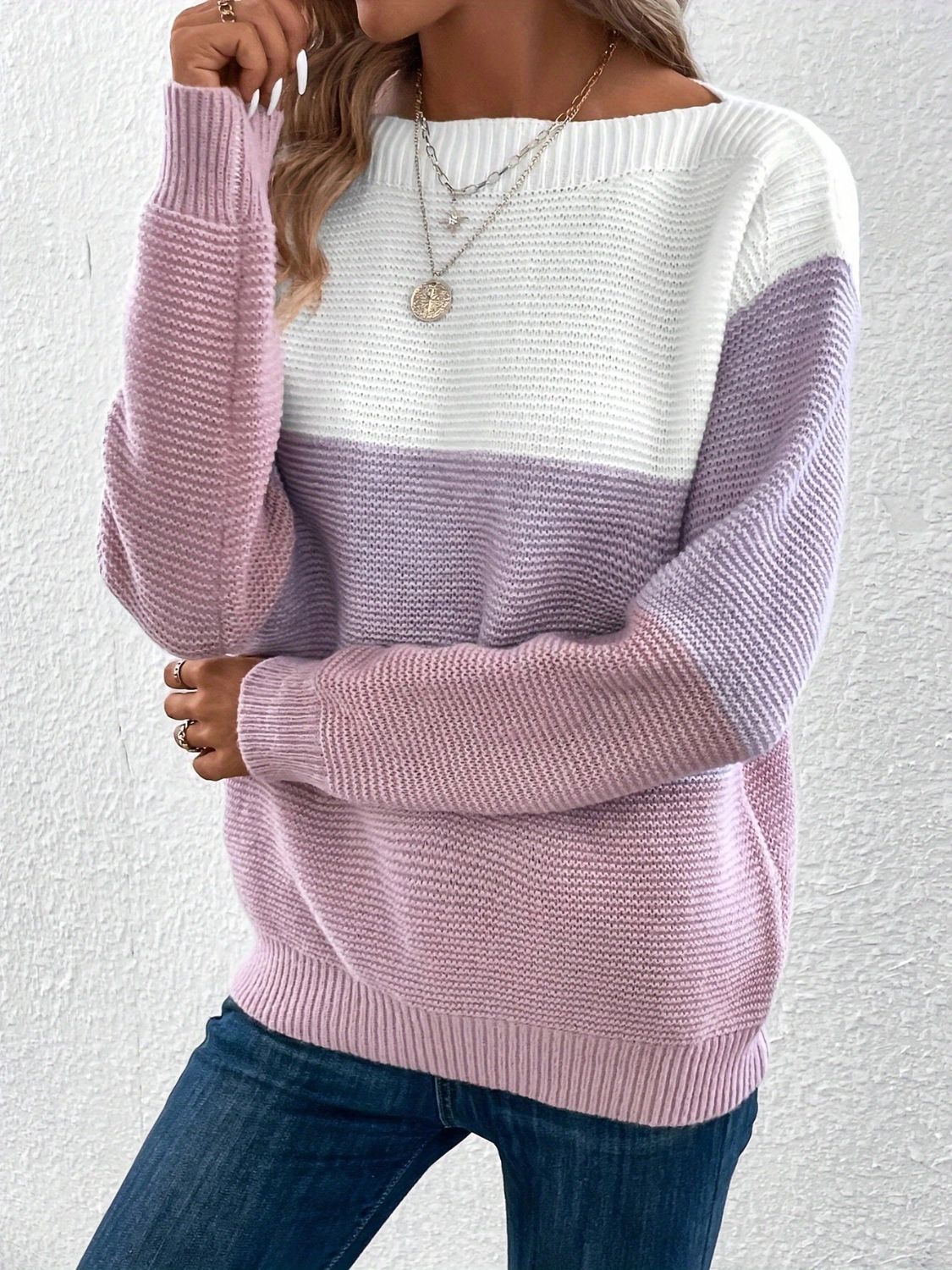 Color Block Boat Neck Sweater - Bitsy Gypsy Boutique