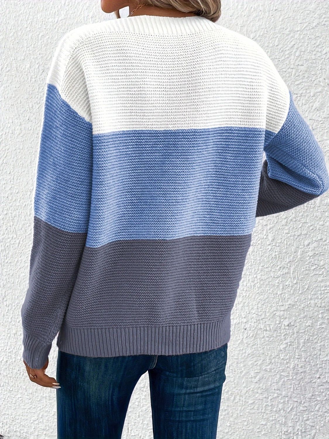 Color Block Boat Neck Sweater - Bitsy Gypsy Boutique