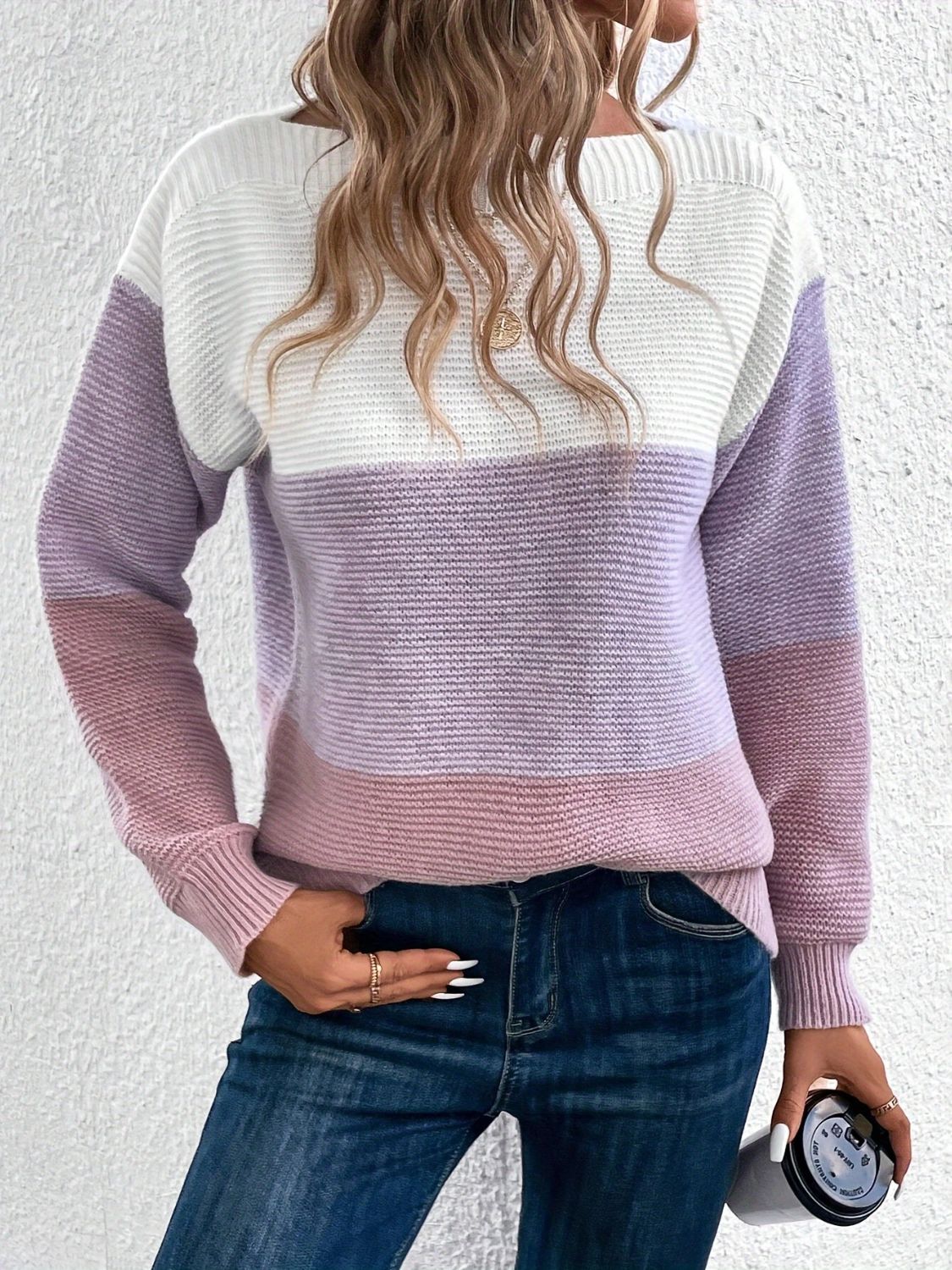 Color Block Boat Neck Sweater - Bitsy Gypsy Boutique