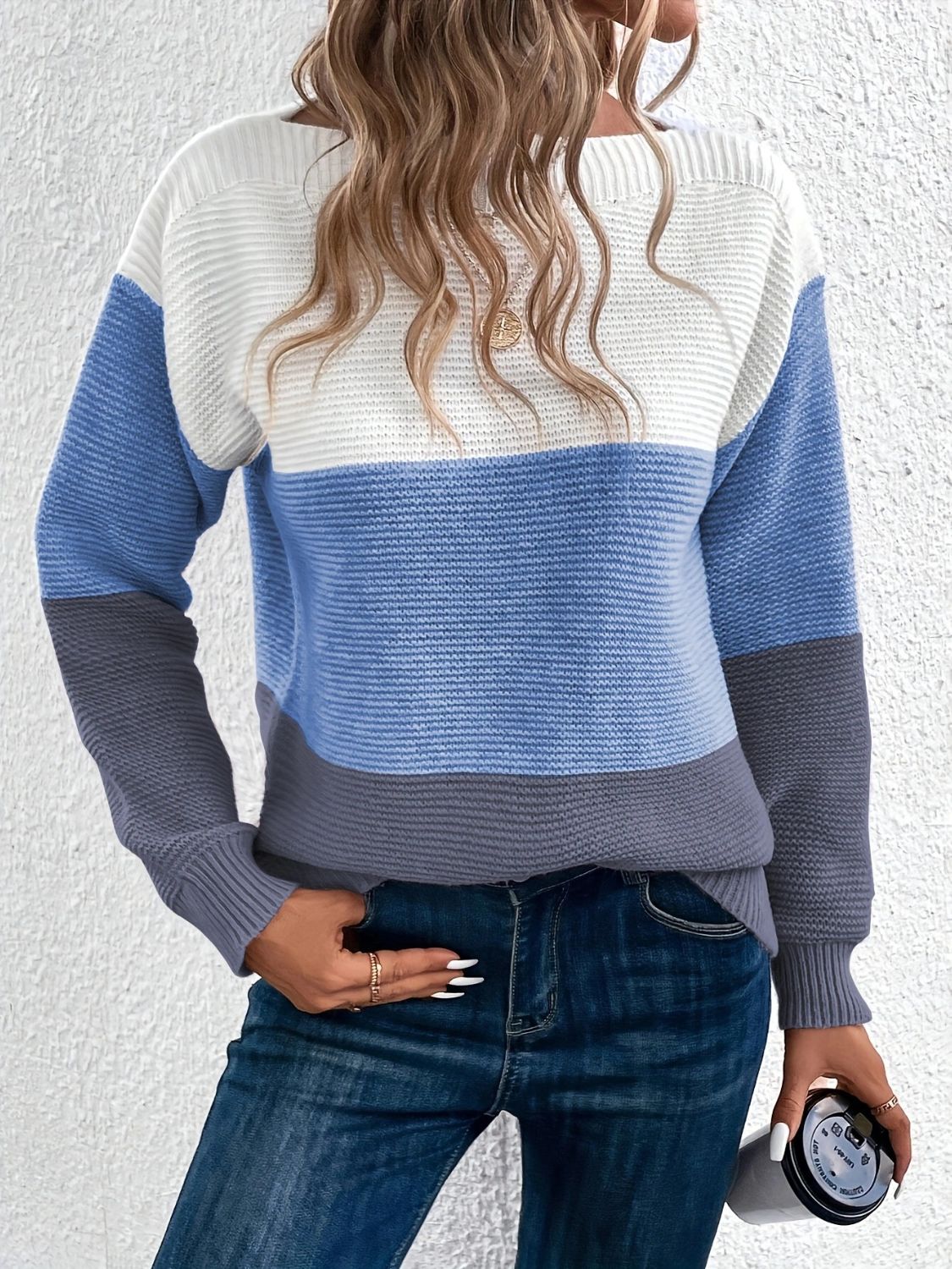 Color Block Boat Neck Sweater - Bitsy Gypsy Boutique