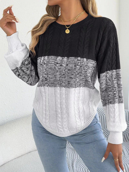 Color Block Cable Knit Sweater - Bitsy Gypsy Boutique