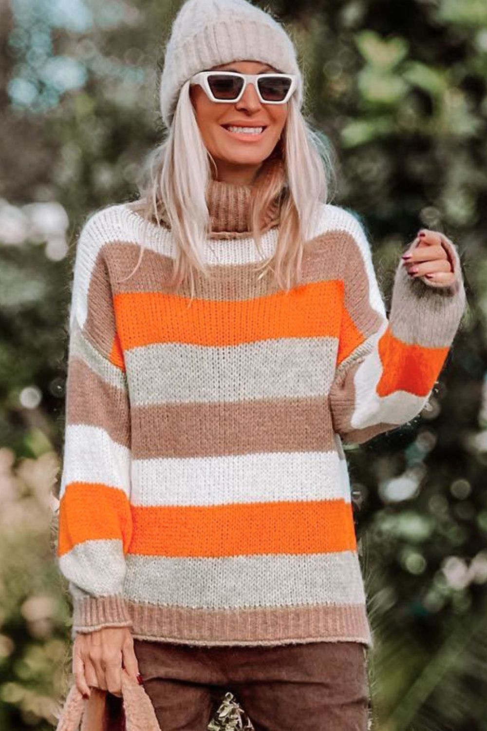 Color Block Drop Shoulder Turtleneck Sweater - Bitsy Gypsy Boutique