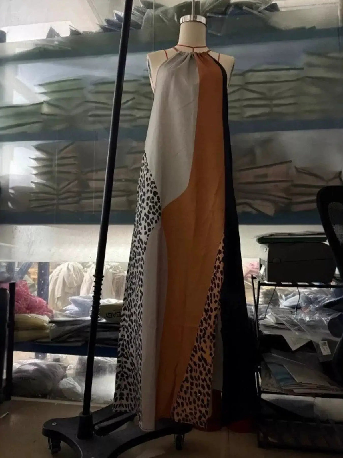 Color-Block Leopard Print Sleeveless Maxi Dress - Bitsy Gypsy Boutique